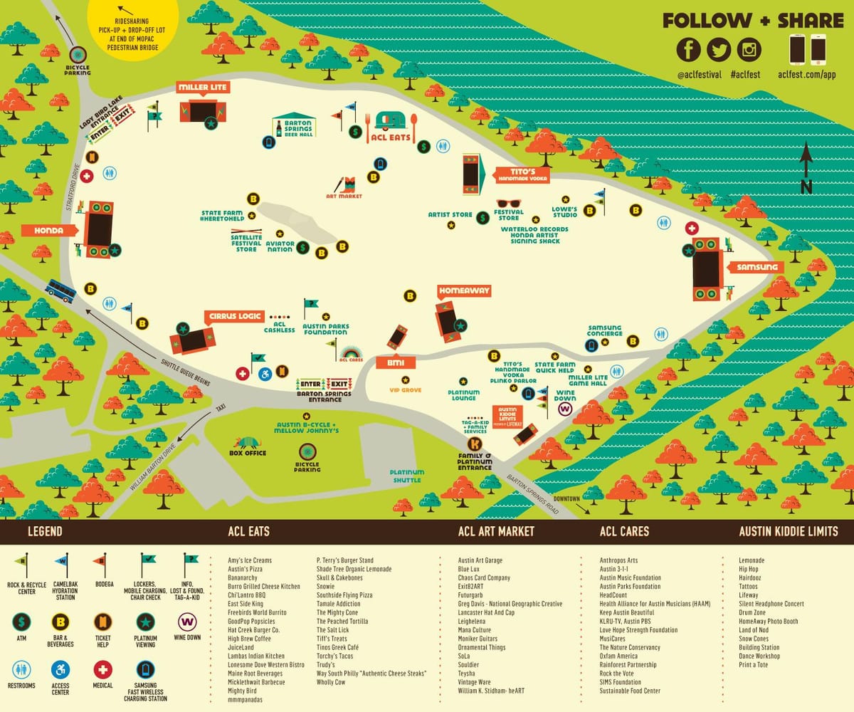 kaart Austin ACL festival