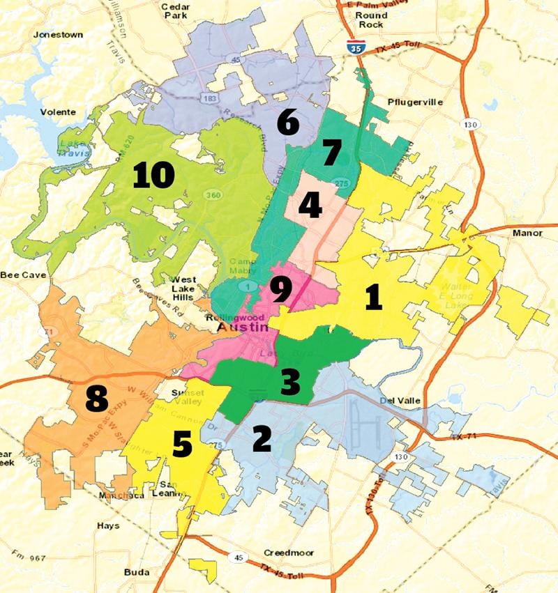 Austin texas linnaosa kaart